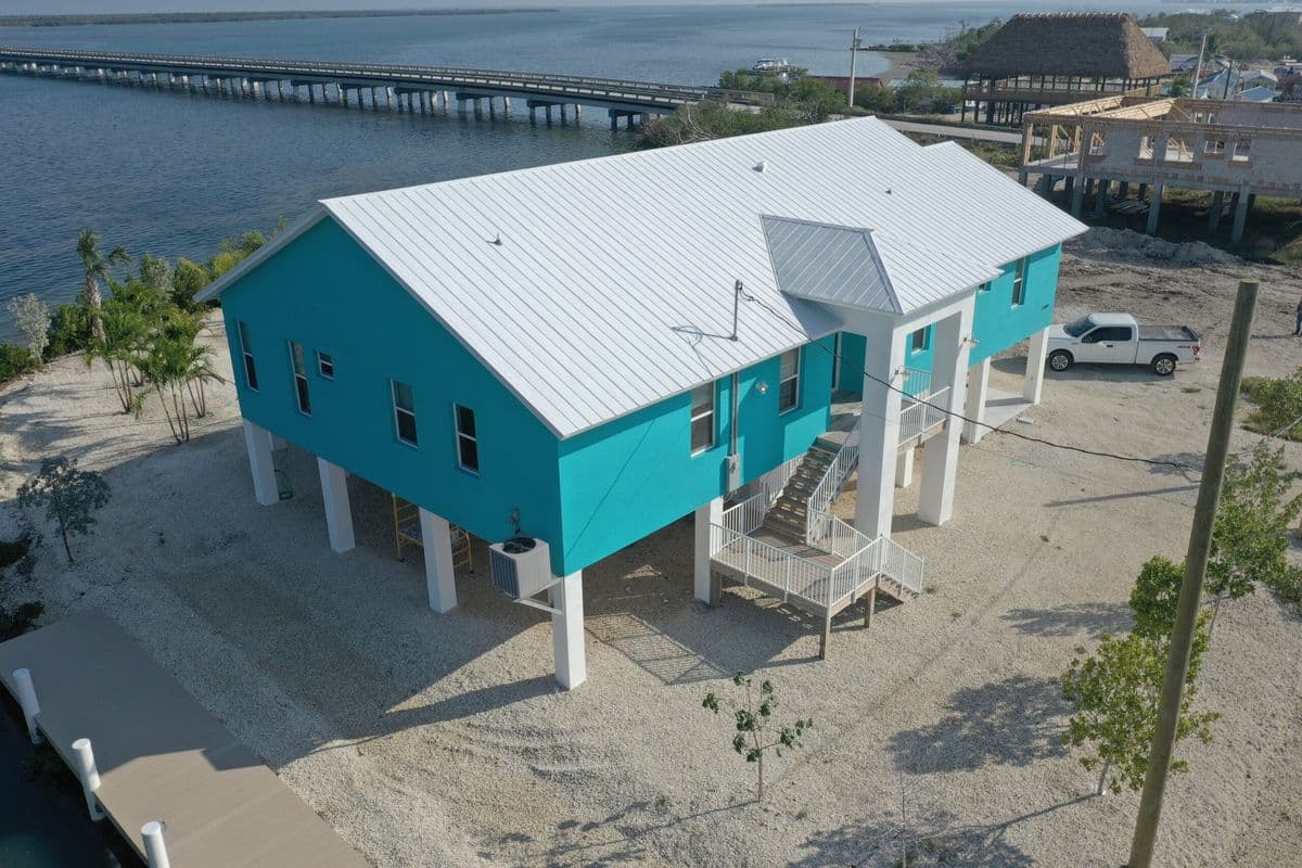 Elevated Waterfront Home, Big Pine Key — under construction, built by our construction partner
